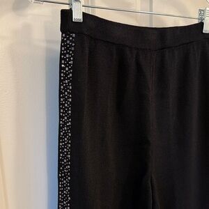 St. John evening Black Pants with Side rhinestone Detailing